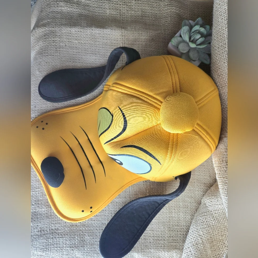 Disney Pluto Hat 3D Foam W/ Long Floppy Ears, Yellow. Great For Halloween